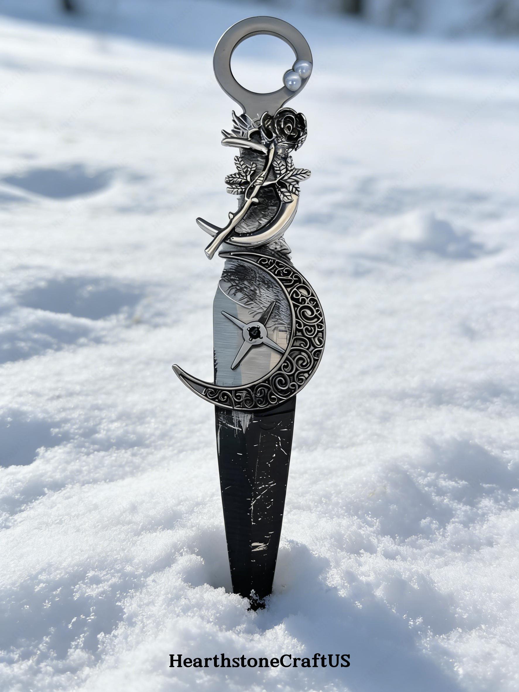 Whimsy Dagger Personalized Gothic Black Dagger With Flower, Fantasy Athame Collection ...