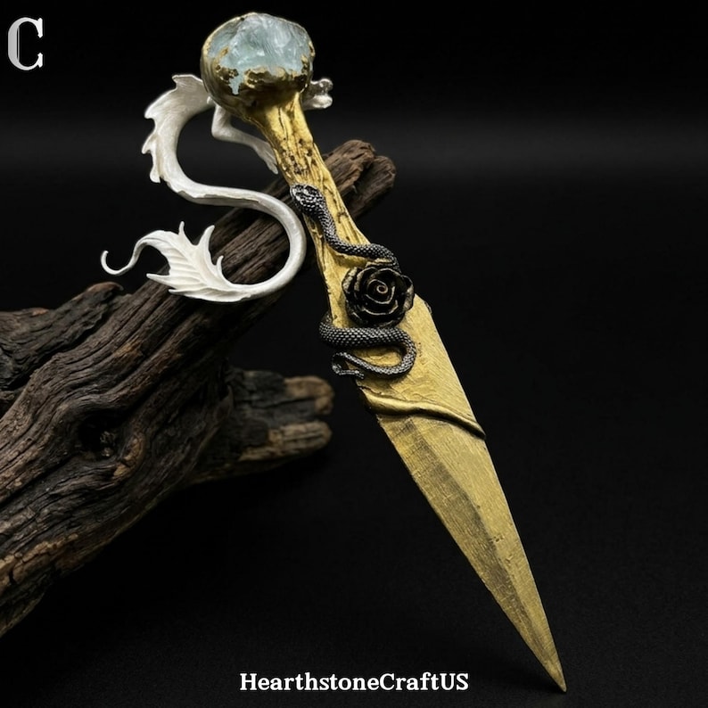 Whimsy Dagger Gothic Fantasy Dagger With Rose Design, Decorative Knife for Cosplay ...