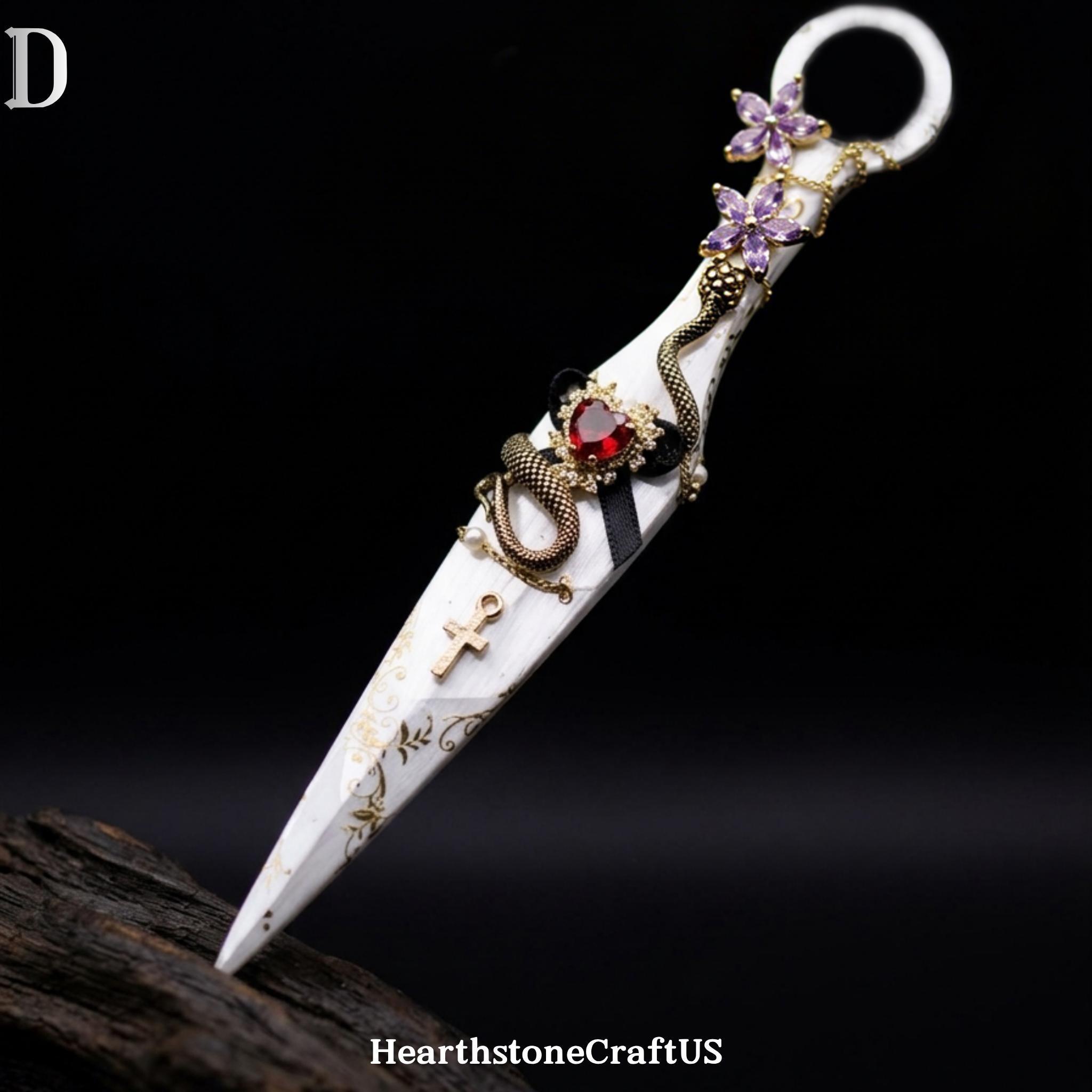 Whimsy Dagger Gothic Fantasy Dagger With Rose Design, Decorative Knife for Cosplay ...