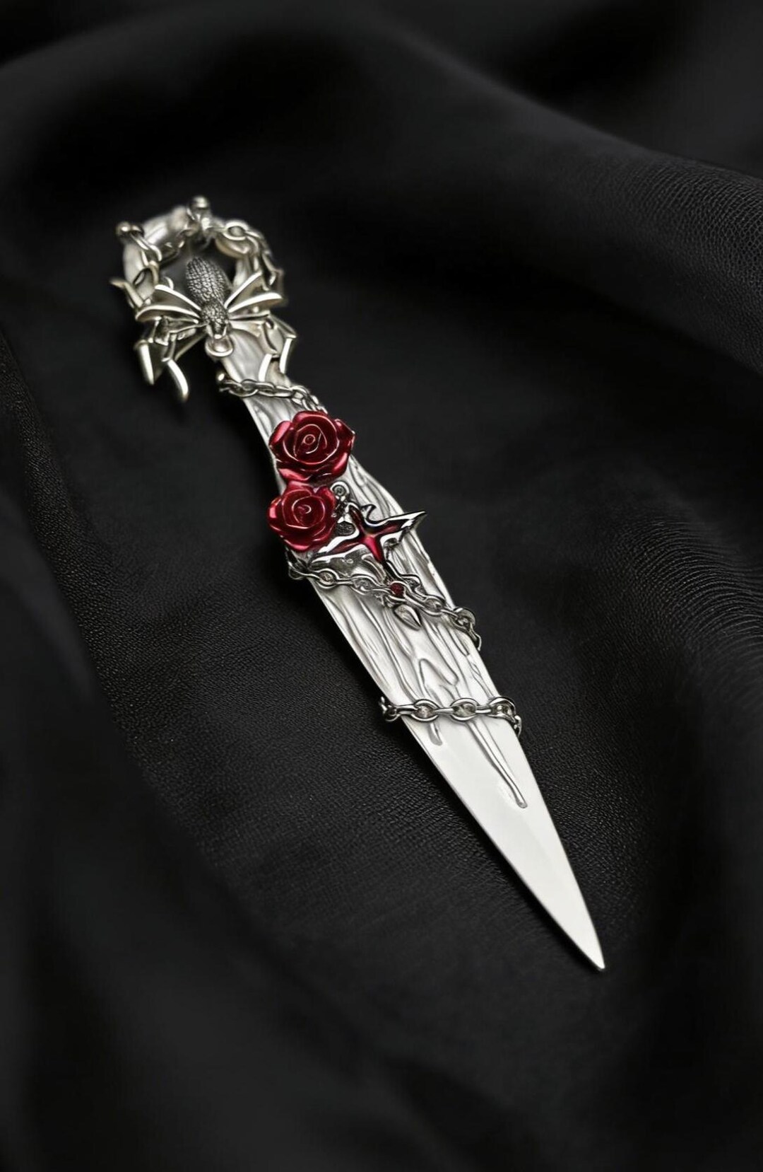 Spider Riders Dagger Personalized Gothic Spider Dagger - Red Dragon Eye & Rose - Handmade ...