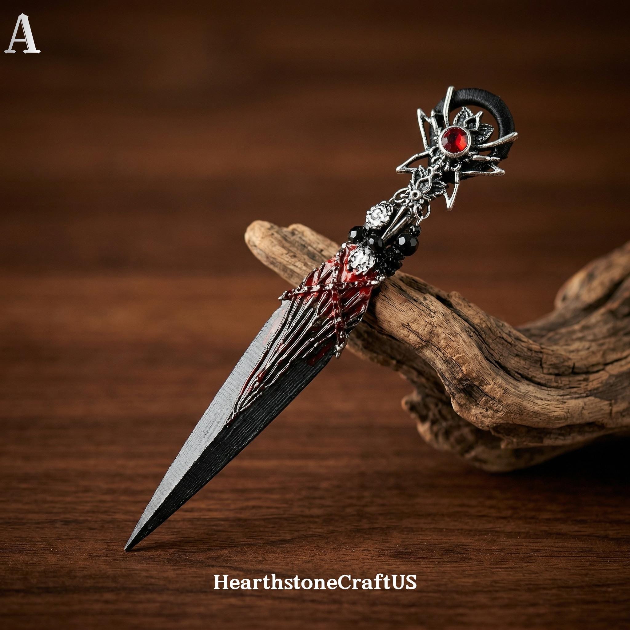 Gothic Dagger Knife, Silver Decorative Blade With Blue Gem, Fantasy ...