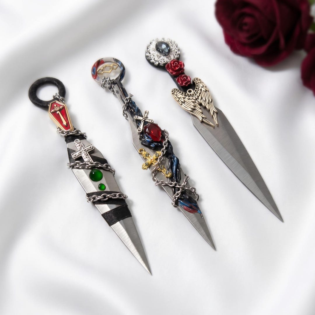 Handmade Gothic Dagger With Cross and Rose. Box Cutter, Crafts Display ...