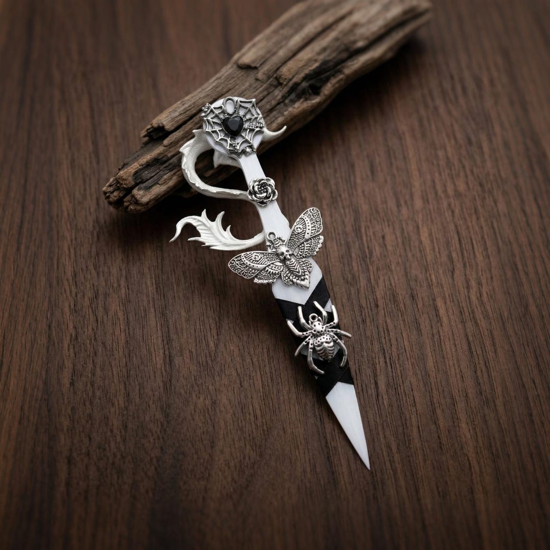 Spider Riders Dagger Gothic Spider Butterfly Dagger, Black Gem Dark Fantasy Cosplay Prop ...