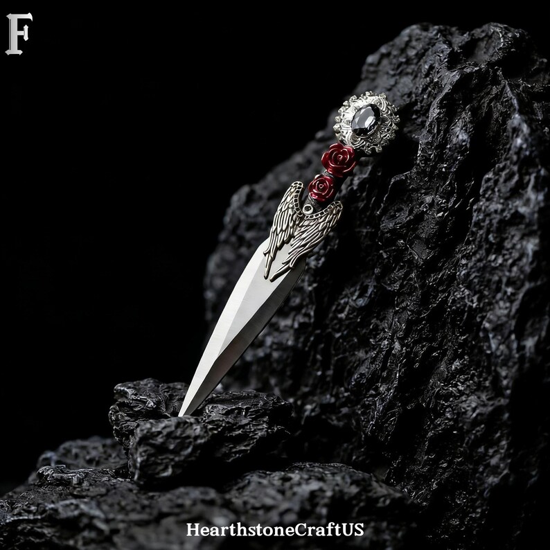 Whimsy Dagger Gothic Fantasy Dagger With Rose Design, Decorative Knife for Cosplay ...