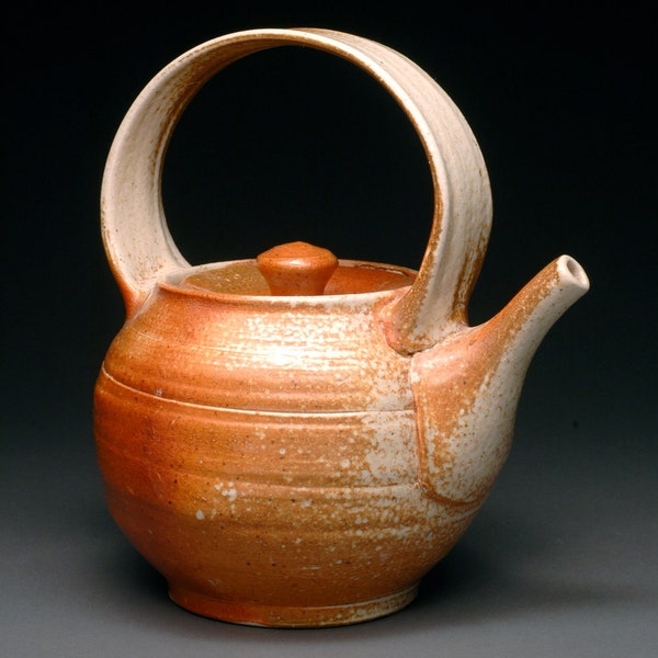 Wood/Salt Fired Orange Teapot (T1)