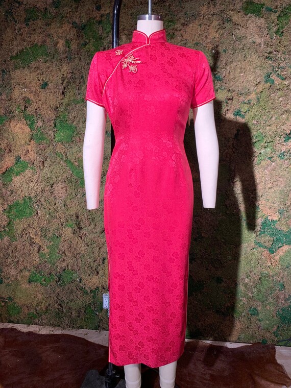 Vintage Red Silk Kimono Dress