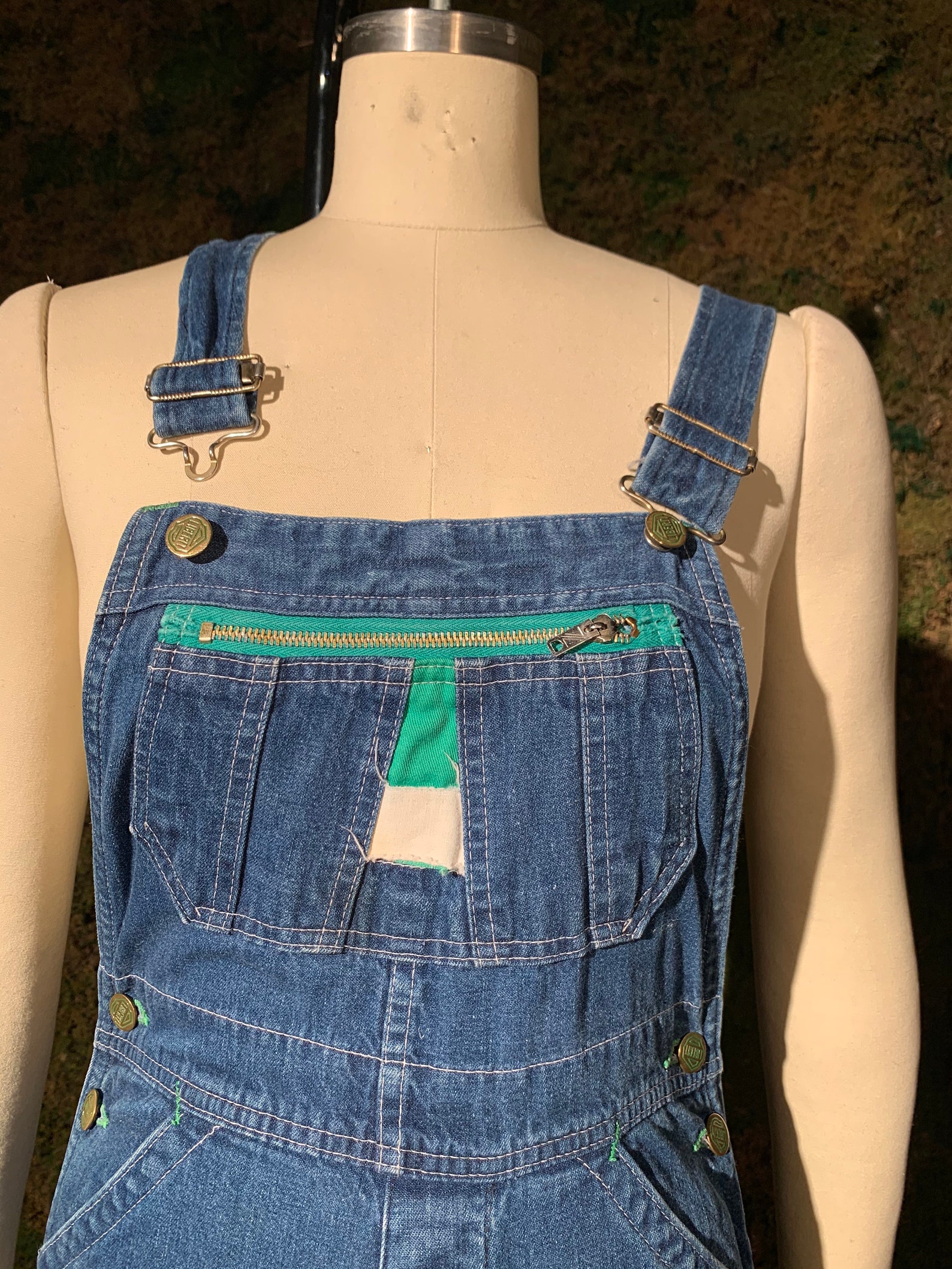 Vintage Cropped Denim Patchwork Overalls Etsy