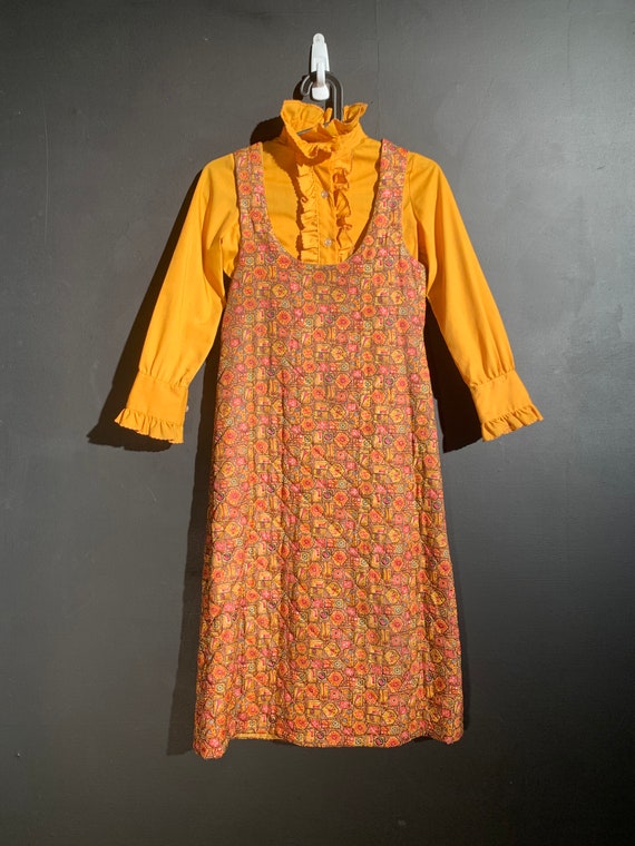 Vintage Quilted Dress and Ruffled Shirt