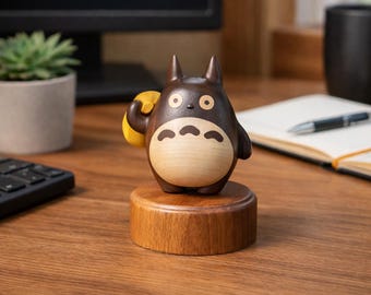 Handmade Wooden Totoro Keychain – Forest Spirit Bag Charm