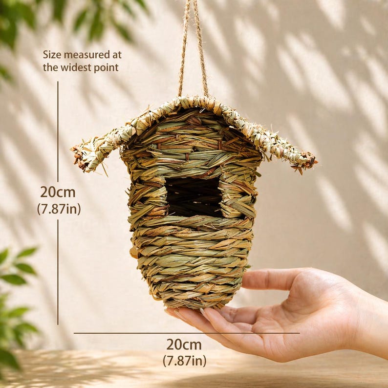 Handmade Rustic Woven Birdhouse, Natural Hanging Nest Ornament, Mini ...