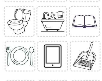 Tarjetas de programación visual en blanco y negro