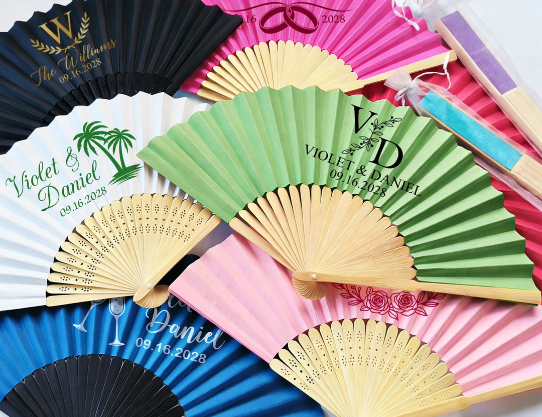 Custom Wedding Folding Hand Fan/personalised Coloured Paper Fans/custom ...
