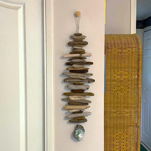 Siren's Song-26" Driftwood Mobile/Valhalla/Witches Ladder/Windchime-Reclaimed Wood/Boho/Beach  Hanging Wall Art/Abalone Shell-Indoor/Outdoor