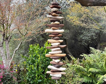 Mighty Waves - 38" Large Driftwood Mobile/Valhalla Ladder/Witches Ladder/Windchime-Reclaimed Wood Hanging Beach Wall Art- Indoor/Outdoor