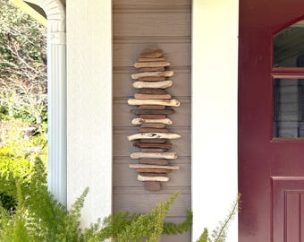 Drifting Away-Driftwood Wall Art/Hanging/Valhalla Ladder/Witches Ladder-Mobile- Natural Driftwood Art Decor/Stacked Sculpture-18" long