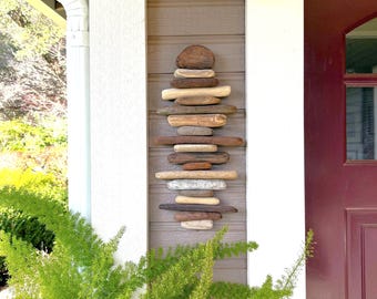 Washed Ashore- Driftwood Wall Art/Wall Hanging/Valhalla Ladder/Witches Ladder-Mobile- Natural Driftwood Art Decor/Sculpture - 18.5" long