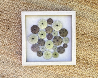 Sea Urchin Shell Art | 10"x10" Purple & Green- Framed Wall Art/Beach/Coastal Decor/Accent -  Ethical from No. CA Coast/Sanibel Island