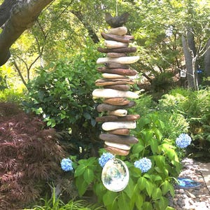 Magical Waves-40" Large Driftwood Mobile/Valhalla Ladder/Witches Ladder/Windchime-Rustic Beach Hanging Art/Big Abalone Shell -Indoor/Outdoor