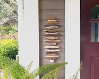 Swept to Shore-Driftwood Wall Art/Hanging/Valhalla Ladder/Witches Ladder-Mobile- Natural Driftwood Art Decor/Stacked Sculpture-17.5" long