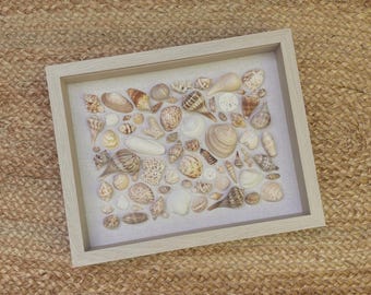 Seashell Wall Art | 12"x15" | Brown/Tan/White/Beige Shell Mosaic-Collage/Sanibel Island Shells-Large Framed Beach/Coastal/Ocean Accent/Decor