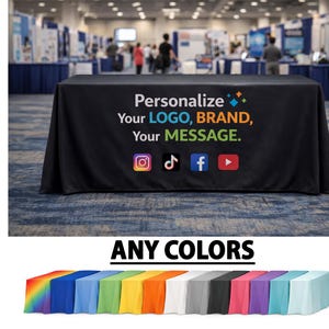 Benutzerdefinierte Vendor Tischdecke 6 ft mit Logo personalisierte Tischdecke für Messestand Hochzeitsevent Anzeige