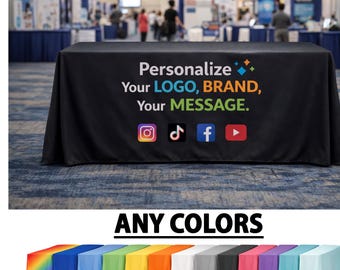 Aangepaste verkoper tafelkleed 6 ft met logo gepersonaliseerd tafelkleed voor beursstand display bruiloft evenement