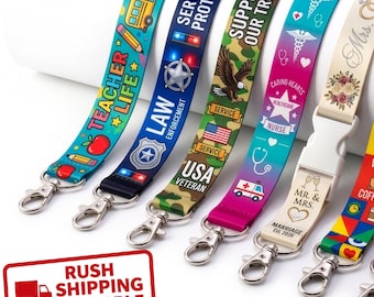 Cordón personalizado con logotipo / Cordón para credencial de identificación personalizado para eventos, ferias comerciales y negocios / Correa para el cuello impresa a todo color