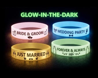 Aangepaste glow in the Dark bruiloft Keepsake-polsbandjes: gepersonaliseerd voor evenementen