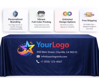 Tafelhoes met gepersonaliseerd logo: full colour print, beursdisplay