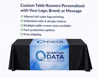 Custom Logo Table Runner – Full Color Print, Trade Show Display