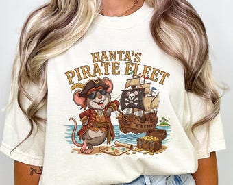 Hantaviren Maus Shirt, Hanta Piratenflotte T-Shirt, lustiges Virus Ratten Shirt, Vintage Kreuzfahrtschiff Grafik, Erste Klasse Träger T-Shirt