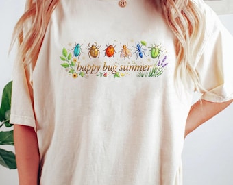 Trauriger Käfer Sommer Shirt Käfer T-Shirt, Cottagecore Insekt Shirt, Minimal Natur Tee, Geschenk für Sie