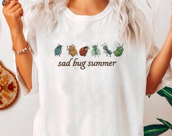 Trauriger Käfer Sommer Shirt Käfer T-Shirt, Cottagecore Insekt Shirt, Minimal Natur Tee, Geschenk für Sie