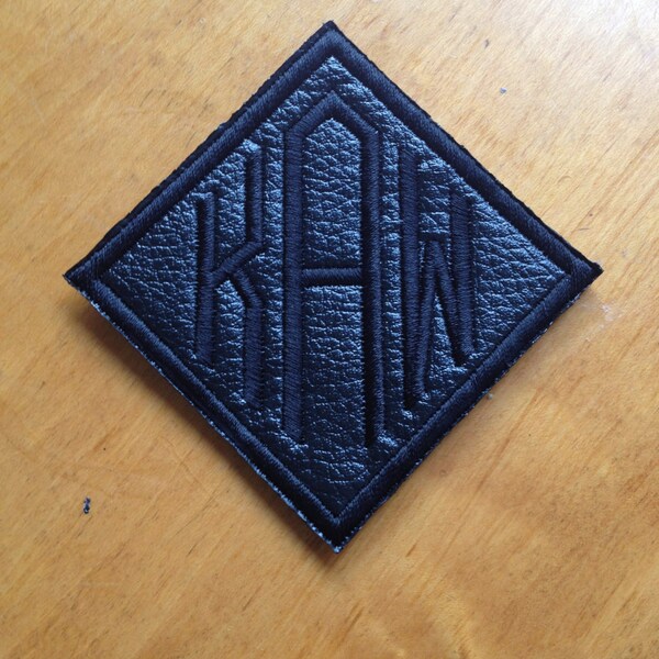 Custom 3 Letter Monogram Vegan Faux Leather Patch 3.5"