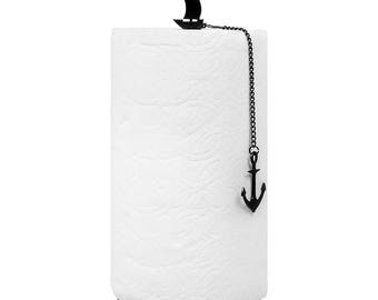 Steti Paper Towel Holder Stand Countertop, Modern Nautical Design Easy to Tear, For Kitchen or Living Room, Heavy Duty, Boat, Matte black