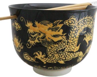 Dragon King Ramen Bowl with Bamboo Chopsticks, 18oz