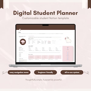 Digital Student Planner Notion Template | All-in-One Academic Planner for Classes, Assignments & Goals