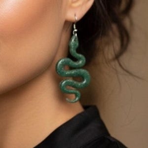 Handmade Polymer Clay Snake Dangle Earrings | Custom Color, Matte or Gloss Finish