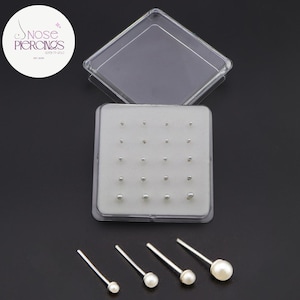 Tiny Pearl Sterling Silver Nose Stud, 1.5mm-3mm, Nose piercing