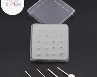 Tiny Pearl Sterling Silver Nose Stud, 1.5mm-3mm, Nose piercing