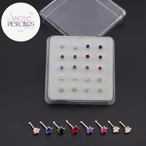 Tiny Star Cubic Zirconia Nose Pin, 925 Sterling Silver, 22G