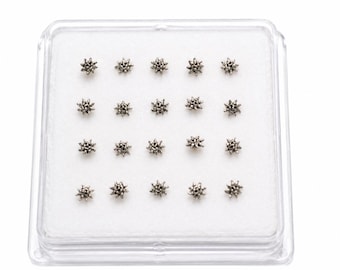 Handmade Oxidized Sterling Silver Sun Face Nose Stud, Quirky Whimsical Piercing 1pcs