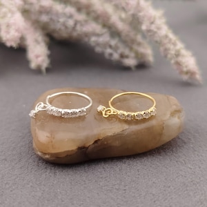 Dangle Gemstone Nose Ring, 925 Sterling Silver, Gold Plated