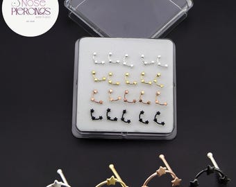 Triple Star Sterling Silver Nose Bone, Plated Options (Pair)
