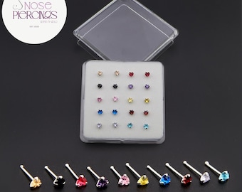 Tiny Heart Cubic Zirconia Nose Pin, Sterling Silver Stud