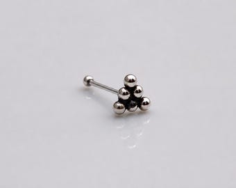 Handmade Oxidized Sterling Silver Triangle Nose Stud, Body Piercing Jewelry