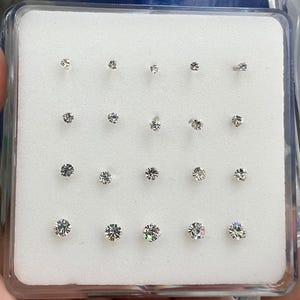 Sterling Silver Crystal CZ Nose Studs, Prong Setting (20 pcs)