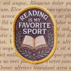Reading Is My Favorite Sport Embroidered Patch | Book Lover Iron-On Patch | Bookish Gift | Reader Jacket & Tote Bag Badge