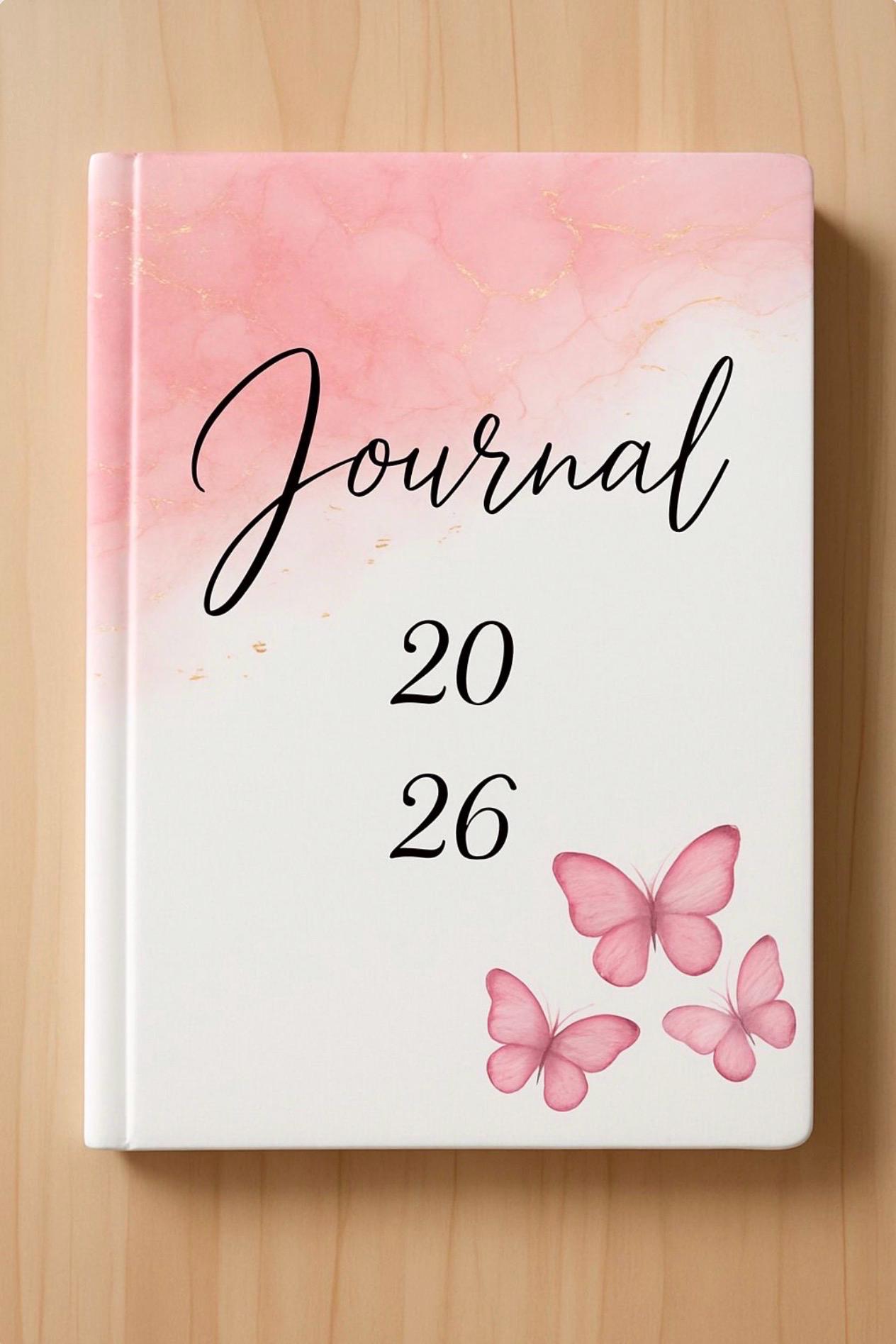 Digital Journal Template, Pink Watercolor Journal Cover, Butterfly ...