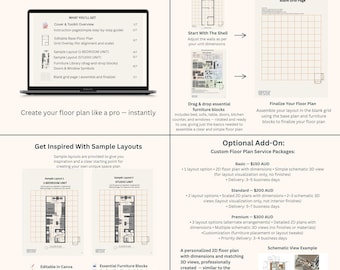 Studio & 1‑Bedroom Floor Plan | Editable Canva Template | Space Planning Kit for Small Units